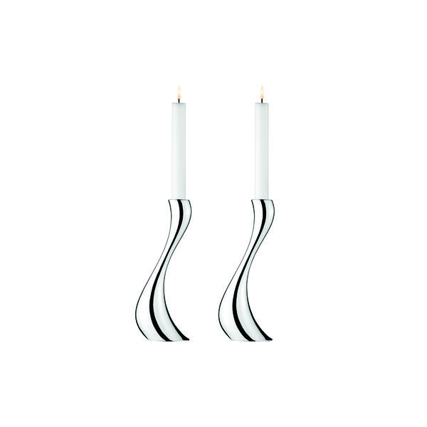 Cobra Candlestick large, 2 pcs, Georg Jensen
