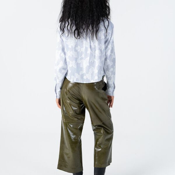 Shirt with flower decoration, blue stripe, Coster Copenhagen