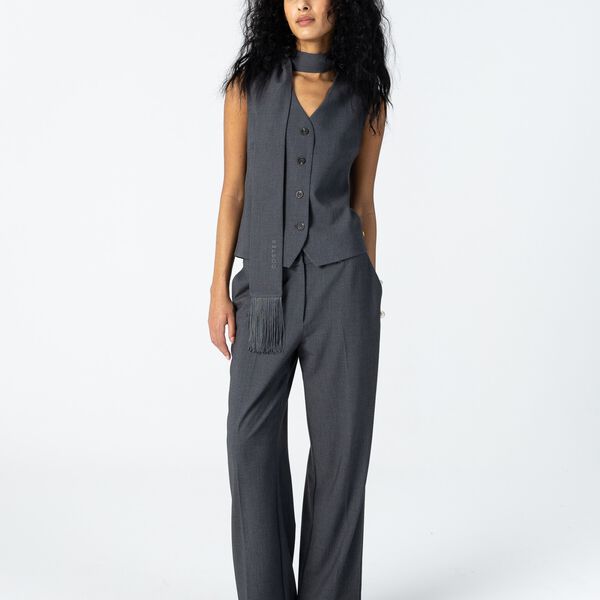 Vest with knit back, asphalt grey, Coster Copenhagen