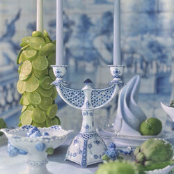 Blue Fluted Full Lace Candelabra, Royal Copenhagen