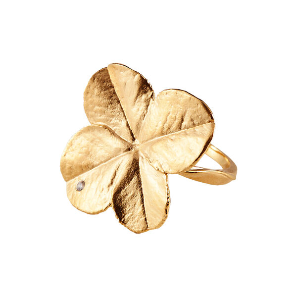 Statement Firkløver Ring, gold-plated, Flora Danica Jewellery