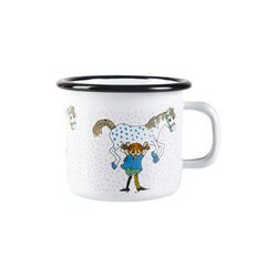 Pippi enamel mug pippi and the horse, white, Muurla