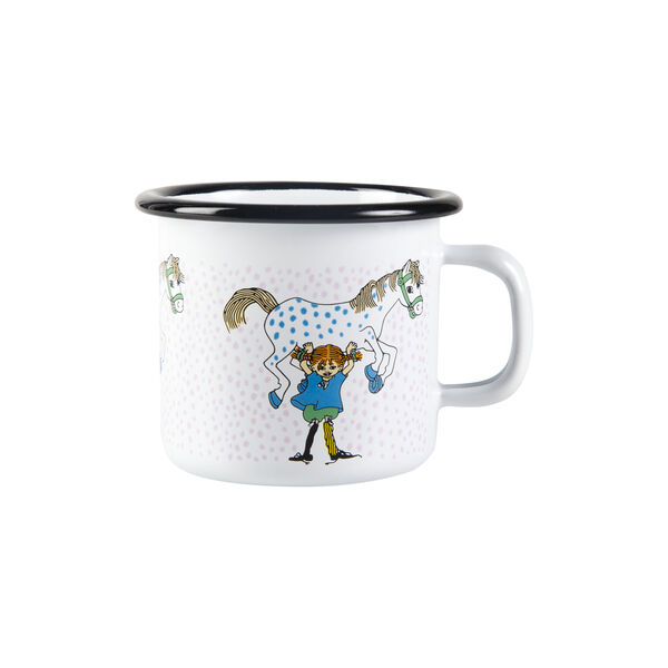 Pippi enamel mug pippi and the horse, white, Muurla