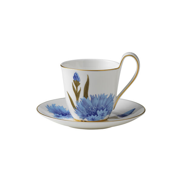 Flora High Handle Cup with Saucer, corn flower, Royal Copenhagen