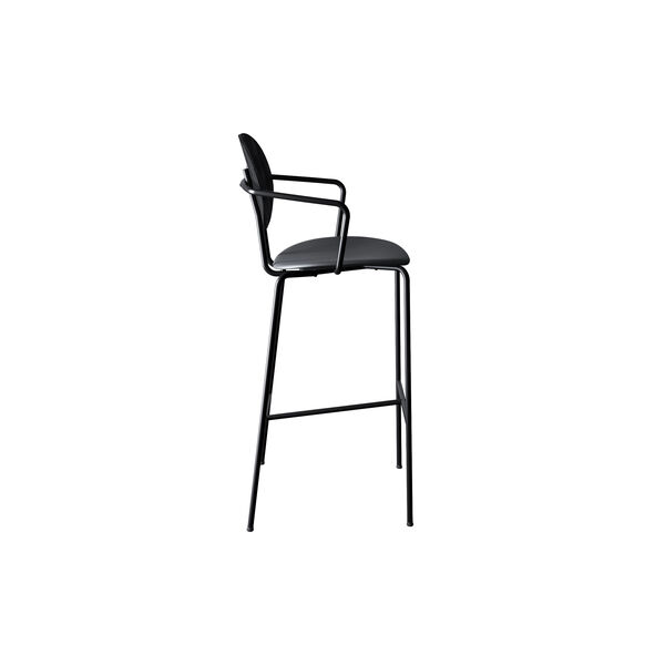 PIET HEIN Bar Chair with Arms, black lacquered oak/Solid Black 509, Sibast Furniture
