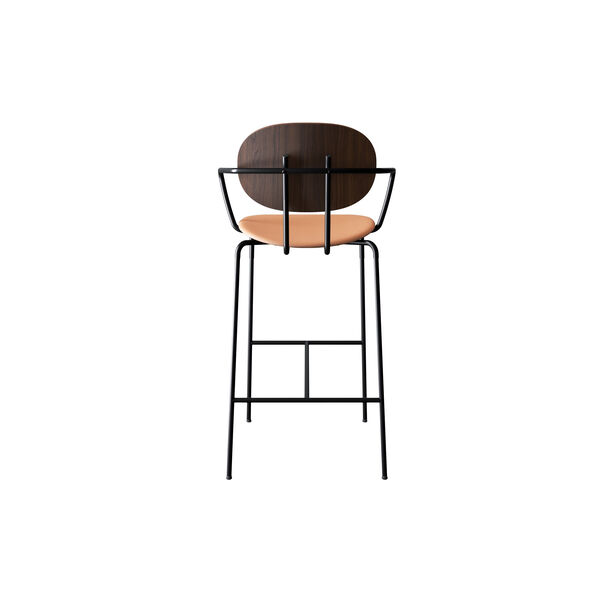 PIET HEIN Bar Chair with Arms, oiled walnut/Silk Cognac, Sibast Furniture