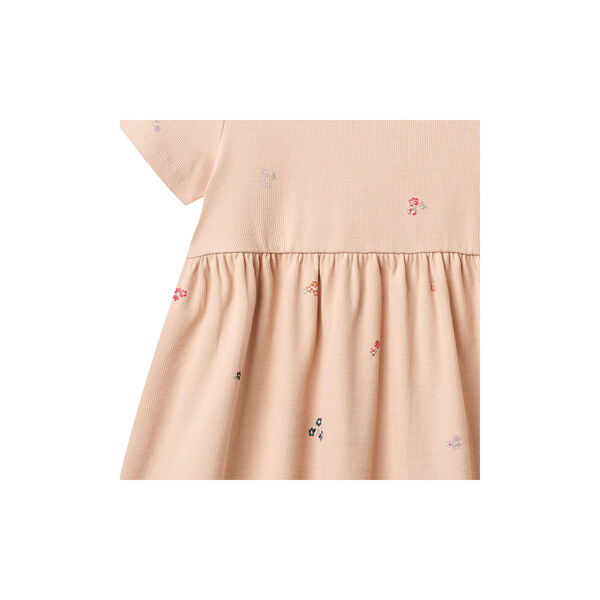 Jersey Dress Anna, rose flowers, Wheat