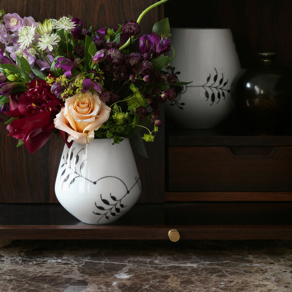 Black Fluted Mega Vase 15 cm, Royal Copenhagen