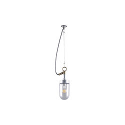 Well Glass Pendant 7679 IP44, galvanised silver/clear, Original BTC