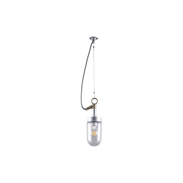 Well Glass Pendant 7679 IP44, galvanised silver/clear, Original BTC