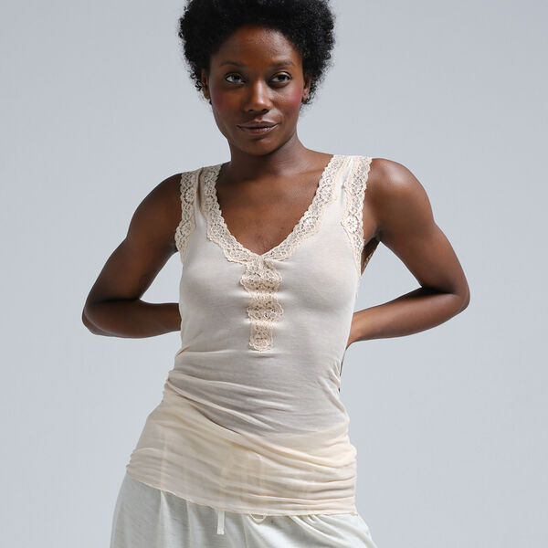 Cotton Lacey Top, rosie beige, Seamless Basic