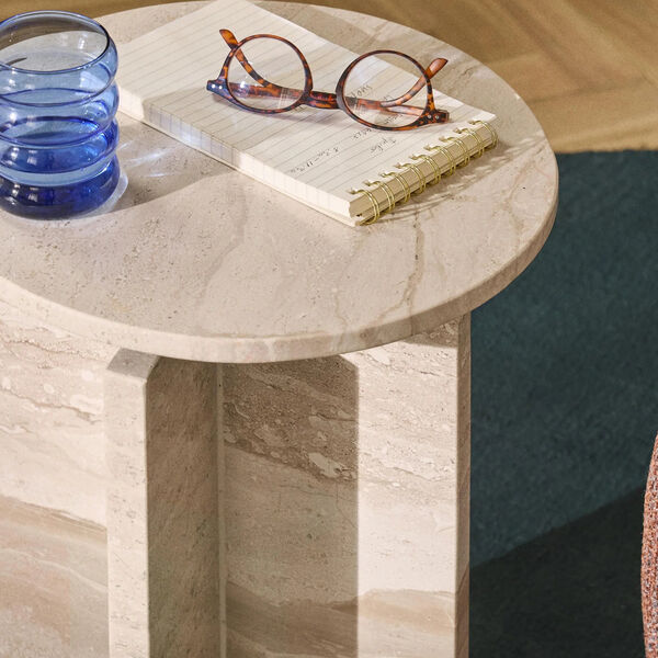 Marisa Side Table, travertine beige Marisa Side Table, travertine beige, Westwing Collection