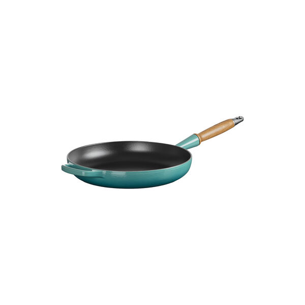 Signature cast iron frying pan with wooden handle &Oslash; 28 cm, bleu riviera, Le Creuset