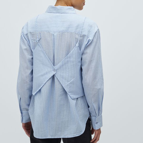 Aulora-M Blouse, light blue white stripe, mbyM