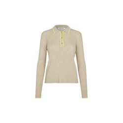 JulioLL Knit Polo LS, beige, Lollys Laundry