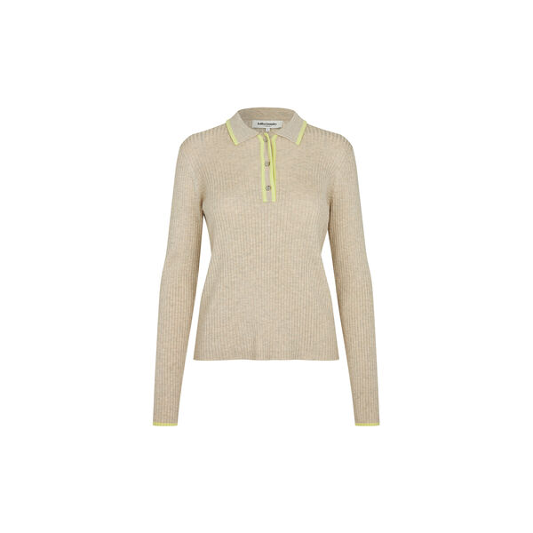 JulioLL Knit Polo LS, beige, Lollys Laundry