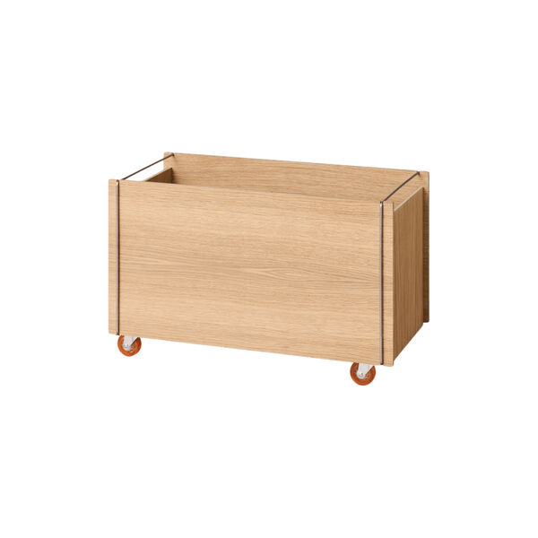 Storage Box w. Wheels | Oiled Oak/Stainless Steel, MOEBE