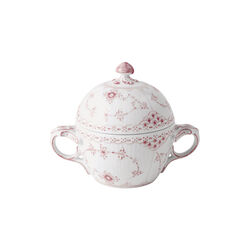 Coral Fluted Half Lace Sugar Bowl&Cover 20 cl, Royal Copenhagen