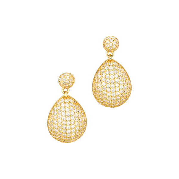 Drop Pave Earrings, forgyldt, Philippa Studios