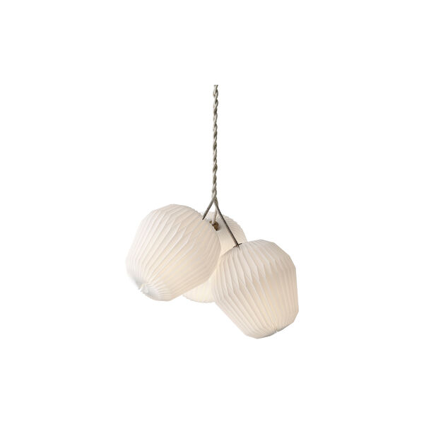 The Bouquet 3 Chandelier with Paper Shades, white/oak, LE KLINT