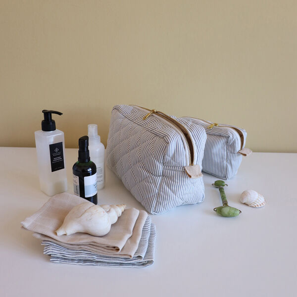 Toiletry Bag, classic stripes blue/praline, Cam Cam Copenhagen