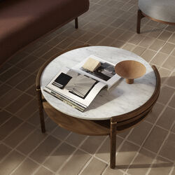 RF1905 Sideways Coffee Table, oiled walnut/Carrara marble, Carl Hansen & Søn