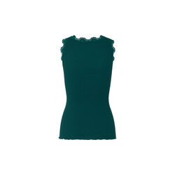 Silk Top w/ Lace , dark teal, Rosemunde