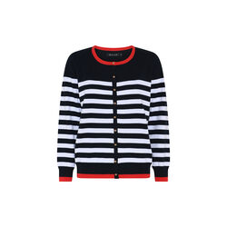 Cotton Nautical Stripe, navy/white/poppy red, Micha