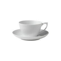 White Fluted Cup with Saucer 28 cl, Royal Copenhagen