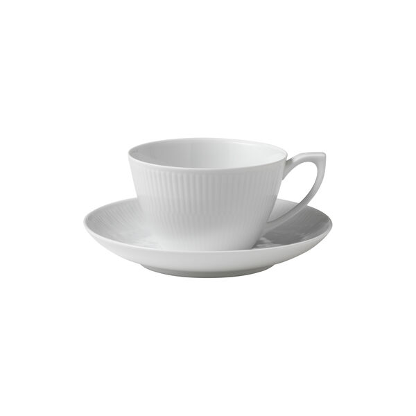 White Fluted Cup with Saucer 28 cl, Royal Copenhagen