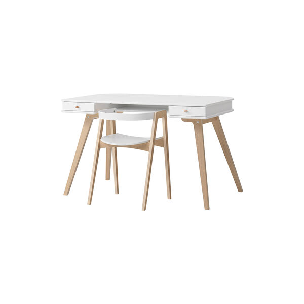 Wood Desk 72,6 cm &amp; Armchair Set, white/oak, Oliver Furniture