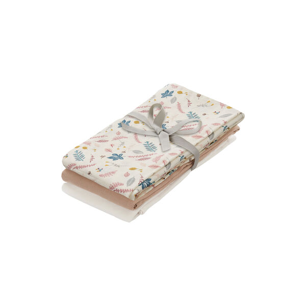 Muslin Cloth Set, pressed leaves rose/dusty rose/creme white, Cam Cam Copenhagen