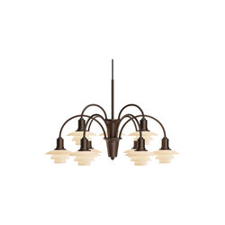 PH 1/1 Chandelier Centenary Edition 9-Armed, aged brass/dusty terracotta, Louis Poulsen