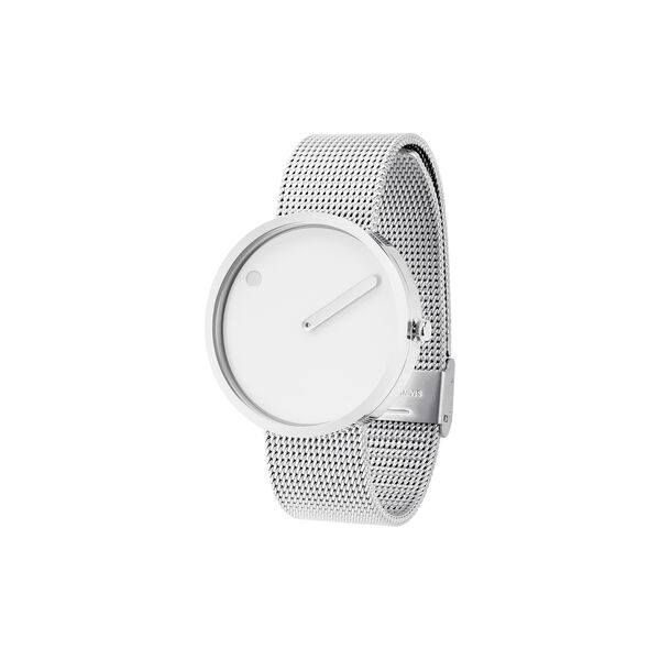 PICTO Wrist Watch, white/steel/matt steel, Picto