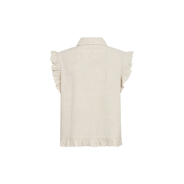 PD-Miles Flounce Top, oyster white melange, Pieszak