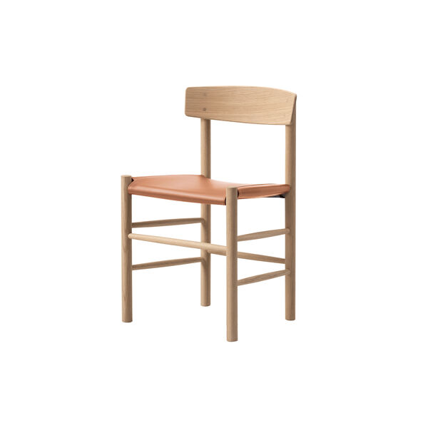 J39 Mogensen Chair with Seat Upholstery, soap treated oak/Omni 307 cognac, Fredericia Furniture