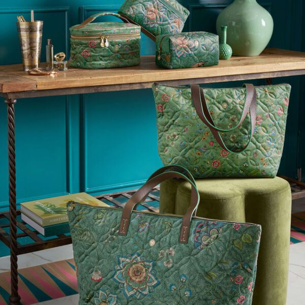 Cleo Toiletry Bag FloraBangelore, green, Pip Studio