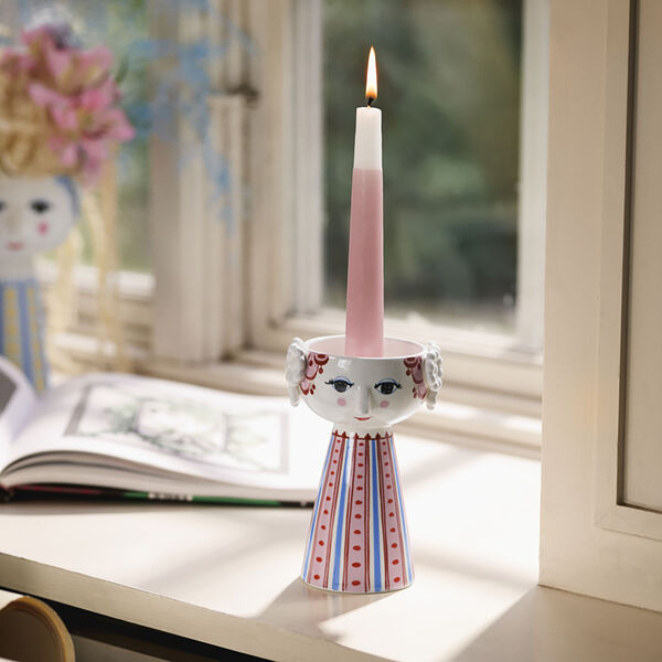 Eva Candle holder, dusty red, Bjørn Wiinblad