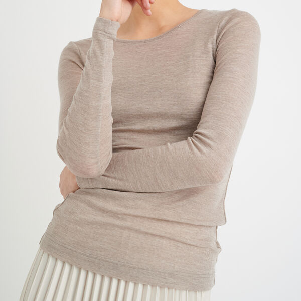 FangIW T-Shirt LS, oatmeal melange FangIW T-Shirt LS, oatmeal melange, InWear