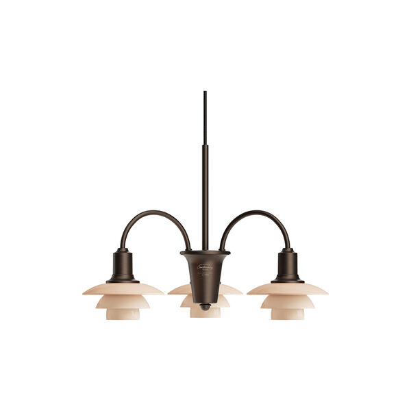 PH 1/1 Chandelier Centenary Edition 3-Armed, aged brass/dusty terracotta, Louis Poulsen