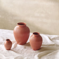 Knabstrup vase ripple, coral, Knabstrup Keramik