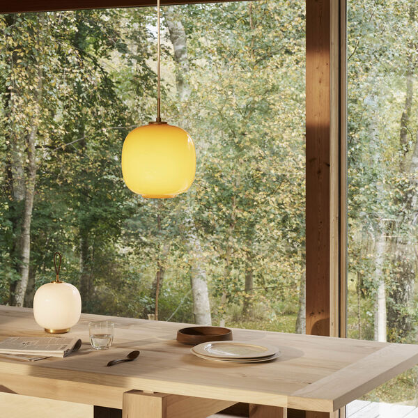 VL45 Radiohus Pendant, amber, Louis Poulsen