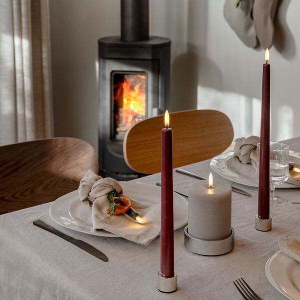 LED slim taper candle 2-pack, wine red LED slim taper candle 2-pack, wine red, Uyuni Lighting