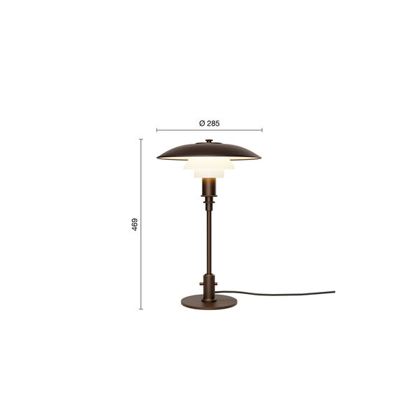 PH 3/2 Table Lamp, aged brass/opal glass, Louis Poulsen