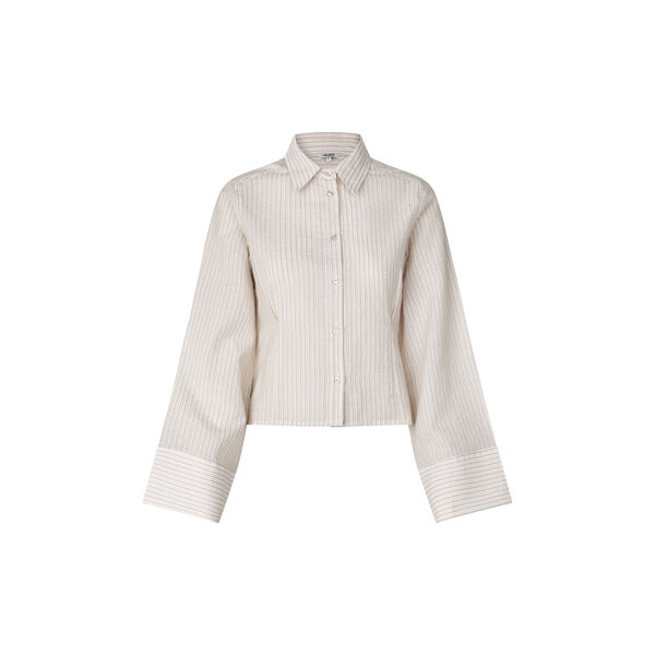 Kalanna-M Shirt, white feather grey stripe, mbyM