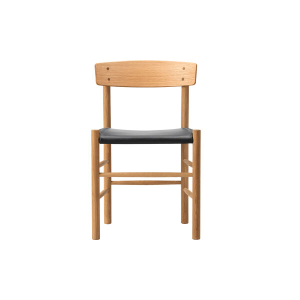 J39 Mogensen Chair with Seat Upholstery, light oiled oak/Omni 301 black J39 Mogensen Chair with Seat Upholstery, light oiled oak/Omni 301 black, Fredericia Furniture