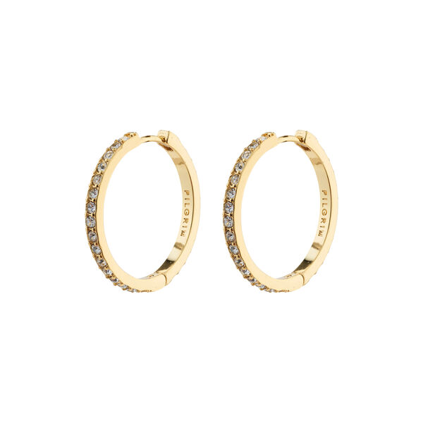EBNA large crystal hoops, gold-plated, Pilgrim
