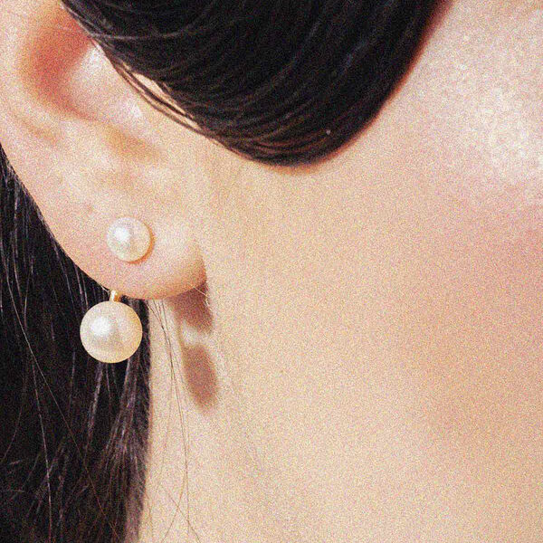 VENUS ARCH EARRINGS, gold plated/white VENUS ARCH EARRINGS, gold plated/white, House of Vincent