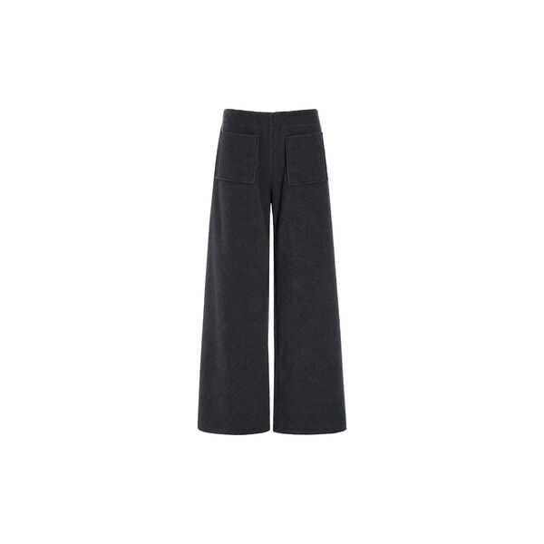 Flared Fleece Trousers with Contrast Hem | Soft Black, Henriette Steffensen Copenhagen