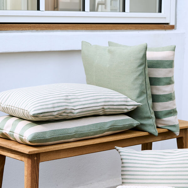 Outdoor Fine Stripe Cushion, green Outdoor Fine Stripe Cushion, green, Compliments
